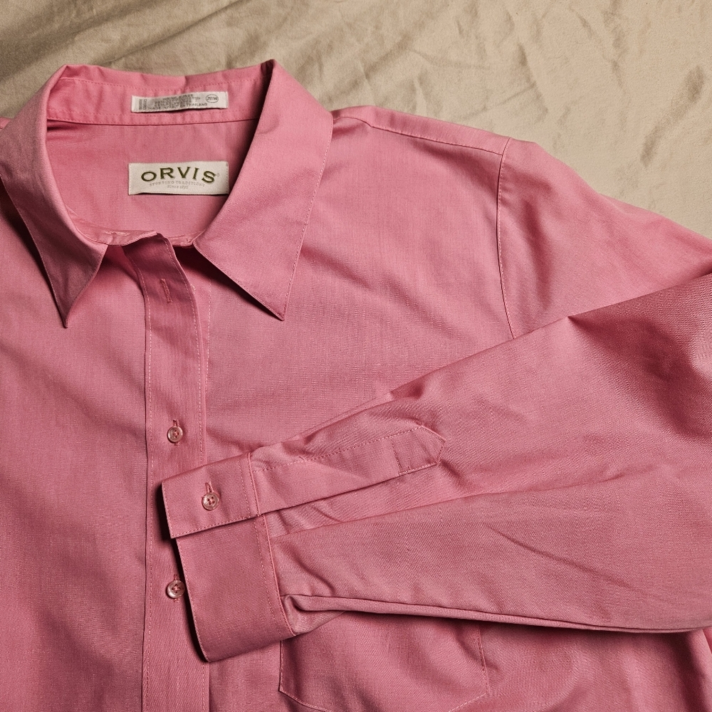 Orvis Women’s 20W Pink Button Down Shirt Long Sleeve‎ Cotton Poplin Utility